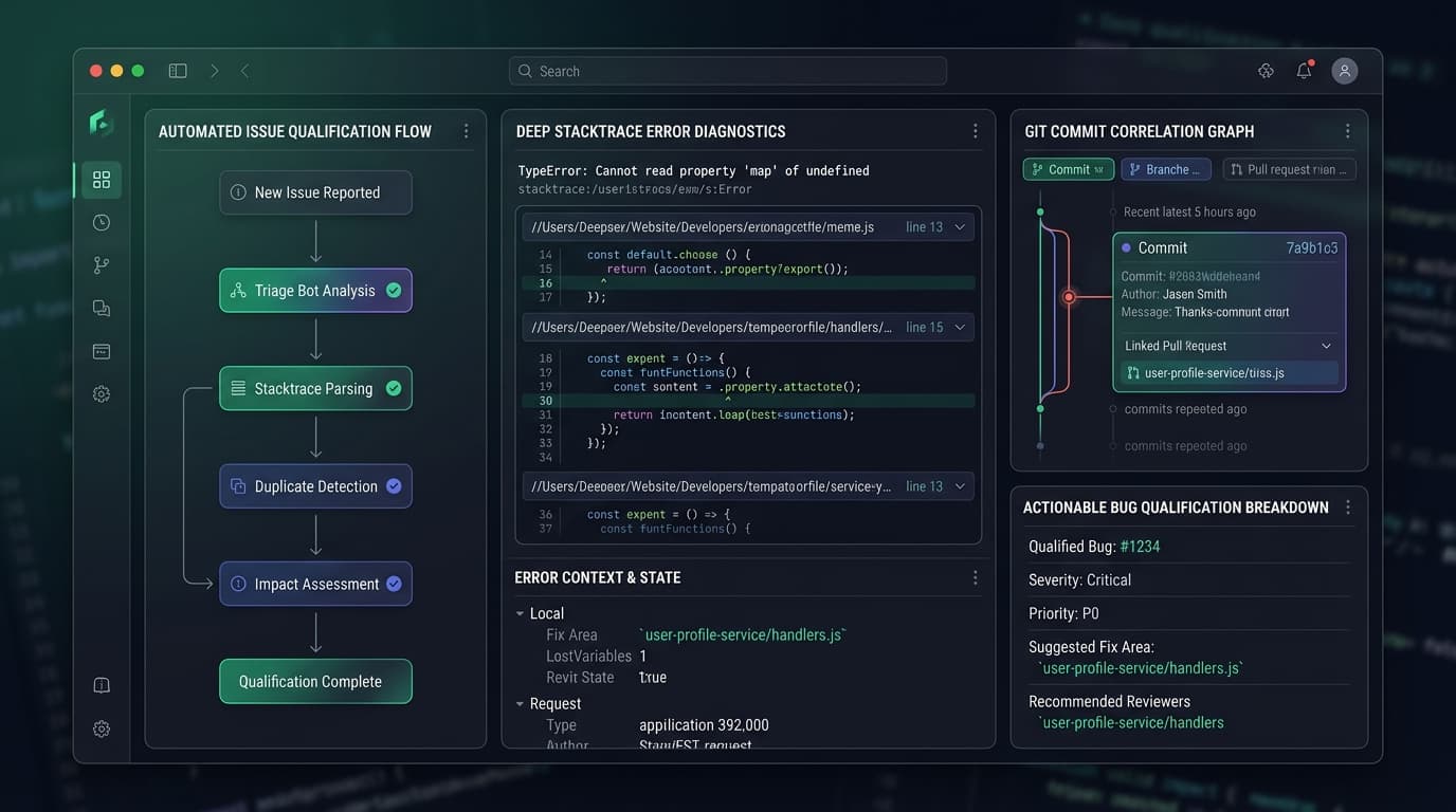 Automated Issue Qualification Flow & Stacktrace Diagnostics